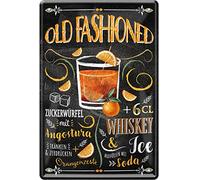 Old Fashioned Cocktail Ricetta Whiskey Angostura Arangenzeste Soda 20 x 30 cm Bar Party Cantina Decorazione Targa in metallo 1838