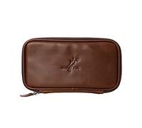 OLD FOX Vintage 2 pipe Borsa in vera pelle Custodia per tubo Custodia per tubo Borsa retrò Custodia per tabacco da pipa marrone FC0024