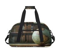 Old Globe Bookshelf Kids Duffel Bags for Girls Boys, Globe Overnight Weekender Travel Bag 24L Sport Gym Duffel Bag Practice Tote Carry Bag, Colore, (24L) UK, Organizer per borse