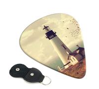 Old Lighthouse, 6 plettri per chitarra, stampati su entrambi i lati, per chitarra elettrica, basso, ukulele (0,46 mm, 0,71 mm, 0,96 mm)