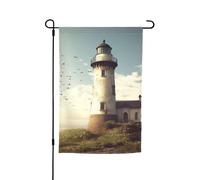 Old Lighthouse Bandiera da giardino 30,5 x 45,7 cm Primavera Estate Autunno Inverno Bandiere Stagionali Bandiere Bifacciali Festività Banner Outdoor Indoor Yard Bandiera per Decorazioni per la Casa