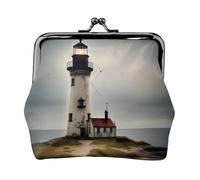 Old Lighthouse, portamonete da donna, piccolo portafoglio da donna, piccola borsa per il trucco per borsa, portafoglio ultra sottile retrò, nero, taglia unica, Art Deco, Nero , Taglia unica, Art Deco