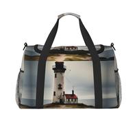 Old Lighthouse-Standard-Scale-2_00x Borsa da viaggio con cerniere e maniglie, grande borsone pieghevole per vacanze in famiglia, Nero, One size