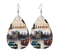 Old London Photo - Orecchini da donna in pelle, adatti per l'uso quotidiano, feste e appuntamenti