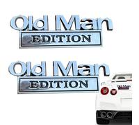 Old Man Edition - 3d Emblem Sticker Badge,old Man Edition Car Emblem,Funny Edition Nameplate Decal for Side Rear Tailgate Bumper,for Car Truck SUV & Motorcycle (Silver Black,2PCS)