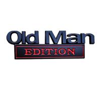 Old Man Edition Car Emblem, 3D Metal Sticker Badge, Fender Rear Tailgate Bumper Badge Nameplate Sticker Decal Funny Edition Nameplate Decal for Universal Car Truck Suv (black and red,2)