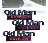 Old Man Edition Car Emblem, 3D Metal Sticker Badge, Funny Edition Nameplate Decal for Side, Rear, Tailgate, Bumper, Metal Nameplate Funny Decals for Car, Truck, SUV, Motorcycles (Black and red,3pcs)
