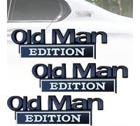 Old Man Edition Car Emblem, 3D Metal Sticker Badge, Funny Edition Nameplate Decal for Side, Rear, Tailgate, Bumper, Metal Nameplate Funny Decals for Car, Truck, SUV, Motorcycles (Black and white,3pcs)