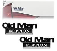 Old Man Edition Car Emblem, 3D Sticker Badge, Weatherproof Funny Nameplate Decal, Metal Badge Bumper Decals, for Cars Truck SUV Side or Rear Tailgate Name Plate Sticker (Black-white)