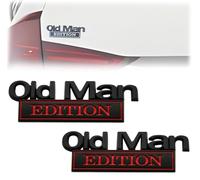 Old Man Edition Car Emblem, 3D Sticker Badge, Weatherproof Funny Nameplate Decal, Metal Badge Bumper Decals, for Cars Truck SUV Side or Rear Tailgate Name Plate Sticker (Black-red)