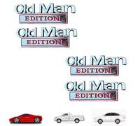 Old Man Edition Car Emblem, Represeint Old Man Edition Car Emblem,2/4/8 PCS Oldman Addition Cars Emblems, 3D Metal Cars Emblems Set, for Truck Motorcycle SUV (Silver Red,4PCS)