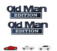Old Man Edition Car Emblem, Represeint Old Man Edition Car Emblem,2/4/8 PCS Oldman Addition Cars Emblems, 3D Metal Cars Emblems Set, for Truck Motorcycle SUV (Black White,2PCS)