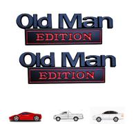Old Man Edition Car Emblem, Represeint Old Man Edition Car Emblem,2/4/8 PCS Oldman Addition Cars Emblems, 3D Metal Cars Emblems Set, for Truck Motorcycle SUV (Black Red,2PCS)