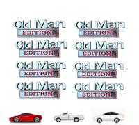 Old Man Edition Car Emblem, Represeint Old Man Edition Car Emblem,2/4/8 PCS Oldman Addition Cars Emblems, 3D Metal Cars Emblems Set, for Truck Motorcycle SUV (Silver Red,8PCS)