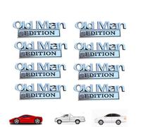 Old Man Edition Car Emblem, Represeint Old Man Edition Car Emblem,2/4/8 PCS Oldman Addition Cars Emblems, 3D Metal Cars Emblems Set, for Truck Motorcycle SUV (Silver Black,8PCS)
