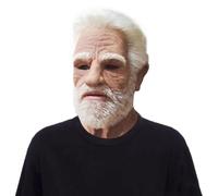 Old Man Face Cover - Halloween Realistic Latex Face Cover For Adults | Adjustable Latex Helmet Headgear Dress Up & Pretend Play For Carnival Theater Christmas Cosplay Haunted House Events Masquerade