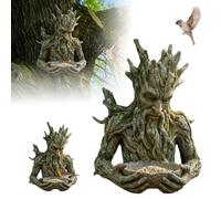 Old Man Tree Face Bird Feeder, Tree Spirit Bird Feeder, Scultura per tutte le stagioni per esterni, Pozzo decorativo con spirito di albero per giardino, balcone, terrazza, parco (Brown)