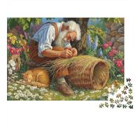 Old Man Weaving Basket Puzzle 1000 Pezzi Cartoncino Premium Set Per Adulti, Sfida Gioco Educativo, Attività Divertente A Casa, Ottima Idea Regalo 52x38cm/1000pcs