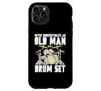 Old Man With a Drum Set Retro Drummer Music Artwork Custodia per iPhone 11 Pro