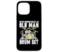 Old Man With a Drum Set Retro Drummer Music Artwork Custodia per iPhone 13 Pro Max