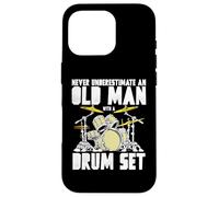 Old Man With a Drum Set Retro Drummer Music Artwork Custodia per iPhone 16 Pro