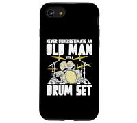Old Man With a Drum Set Retro Drummer Music Artwork Custodia per iPhone SE (2020) / 7/8