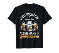 Old Mann in Lederhosn - Maglietta tradizionale da uomo Oktoberfest Maglietta
