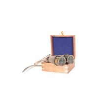 Old Modern Handicrafts Binocolo in ottone con rivestimento in pelle in scatola di legno - Visione oltre l'esplorazione di mondi vicini e lontani con il binocolo - 5,3 L x 5,0 L x 2,3 A pollici