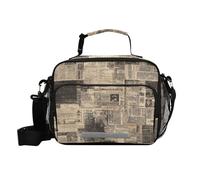 Old Newspaper Art - Borsa per il pranzo da donna, stile retrò, con portabottiglie, con tracolla, per infermiere e college