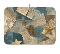 Old Newspaper Gold Stars Retro Riutilizzabile Piatto Stuoia di asciugatura 18x24 Rettangolare Grandi Stuoie di asciugatura per Piatti Decorativi Decorazioni per la Casa Essenziali