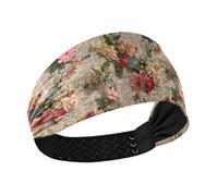 Old Newspaper Red Flowers Retro antiscivolo larga fascia elastica per il sudore per le donne per ciclismo lavaggio viso uso quotidiano diadema para ni?as