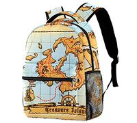 Old Pirate Map Skull Island Treasure School Backapck, Elegante zaino per laptop Borsa per computer per donne Ragazze, Borsa per laptop per insegnanti Zaino casual Adatto per notebook da 15 pollici