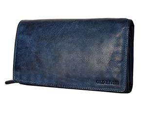 Old River Portafoglio Donna Pelle Vintage XXL, Blu, S, Multifunzionale, Compatto con Scomparto per Monete