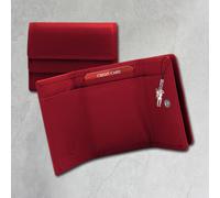 Old River Vera Pelle Portamonete Donna Uomo Miniborsellino Rosso 9,8x2x7,5cm