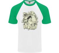 Old Sailor Polpo Squalo Bianco Capitano Maglietta Baseball Uomo S/S