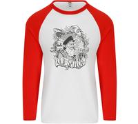 Old Sailor White Shark Octopus Captain Uomo L/S Baseball T-Shirt