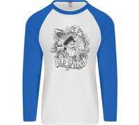 Old Sailor White Shark Octopus Captain Uomo L/S Baseball T-Shirt