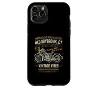 Old Saybrook CT USA Retro stile invecchiato design moto Custodia per iPhone 11 Pro