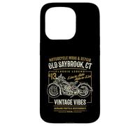 Old Saybrook CT USA Retro stile invecchiato design moto Custodia per iPhone 15 Pro
