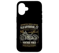 Old Saybrook CT USA Retro stile invecchiato design moto Custodia per iPhone 16
