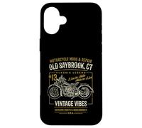 Old Saybrook CT USA Retro stile invecchiato design moto Custodia per iPhone 16 Plus