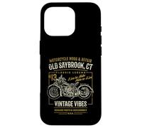 Old Saybrook CT USA Retro stile invecchiato design moto Custodia per iPhone 16 Pro
