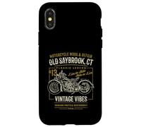 Old Saybrook CT USA Retro stile invecchiato design moto Custodia per iPhone X/XS