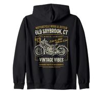 Old Saybrook CT USA Retro Stile Invecchiato Design Moto Felpa con Cappuccio