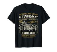 Old Saybrook CT USA Retro Stile Invecchiato Design Moto Maglietta