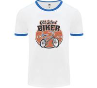 Old School Biker Bicycle Chopper Cycling Uomo Ringer T-Shirt