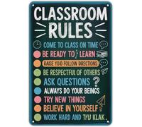 Old School Classroom Rules Tin Metal Sign For Garage Studio Office Library Wall Decoration 8 X 12 in