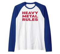 Old School Slogan Softball Tee - Heavy Metal Rules Maglia con Maniche Raglan