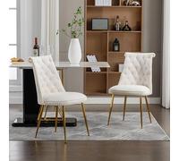 (Old SKU:W1880P144402) Un set di due sedie in velluto molto morbido, con retro leggermente imbottito e gambe in metallo dorato. Le sedie moderne sono utilizzate in salotto e sala da pranzo