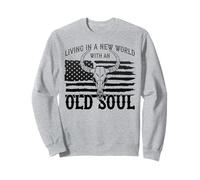 Old Soul New World, Bandiera Americana, Patriottico, Teschio Paese Felpa